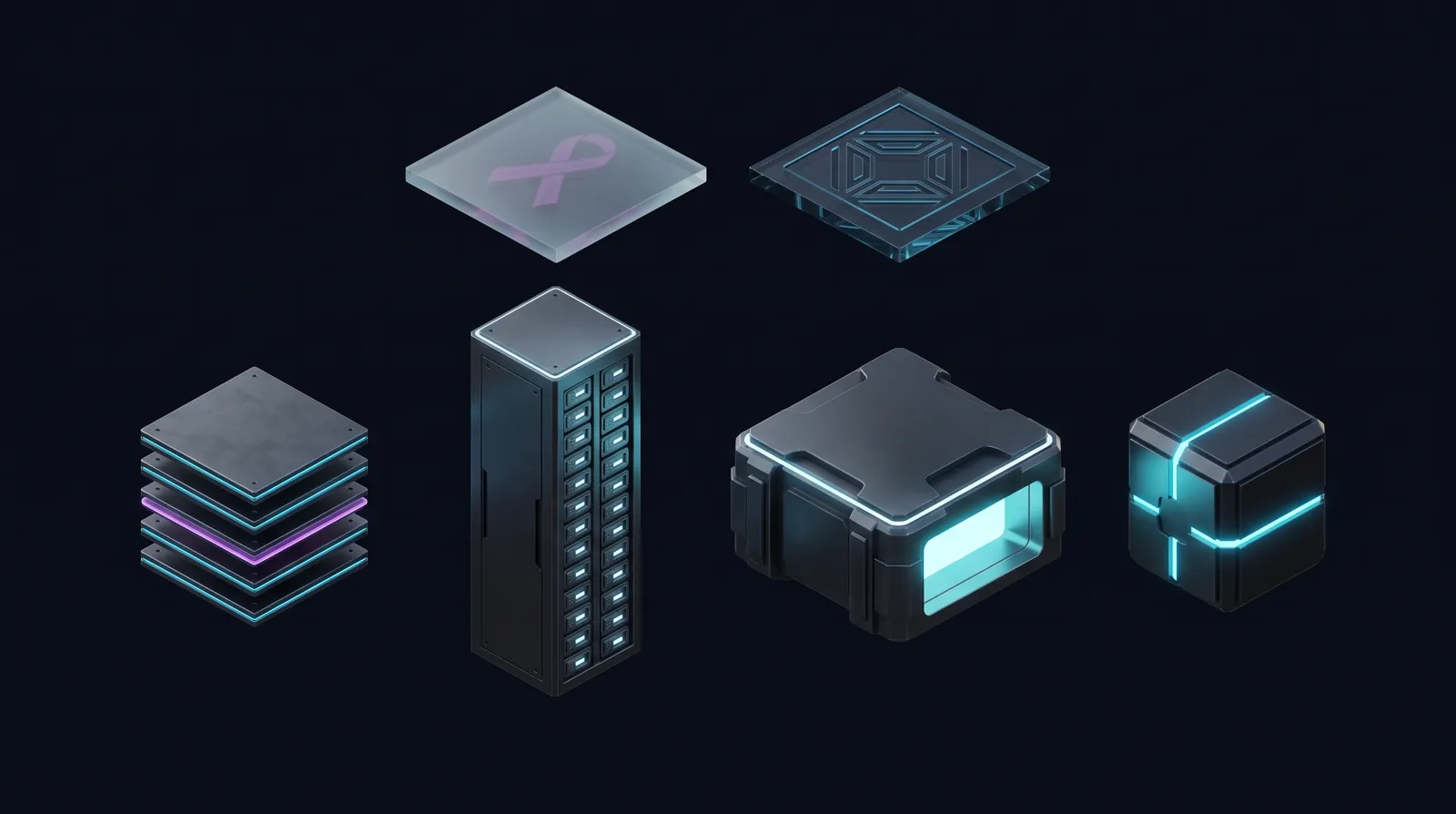The image journey: a layered image stack, an upstream registry tower, a squat
                  pull-through mirror and a node core - beneath a ghost tag plate and an engraved
                  digest seal floating side by side.